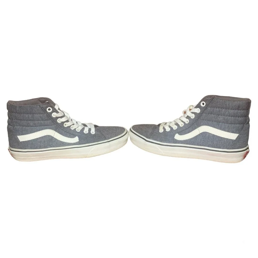 VANS Sk8-Hi Jersey Fabric Shoes Gray White Size Men 5.5 Women 7